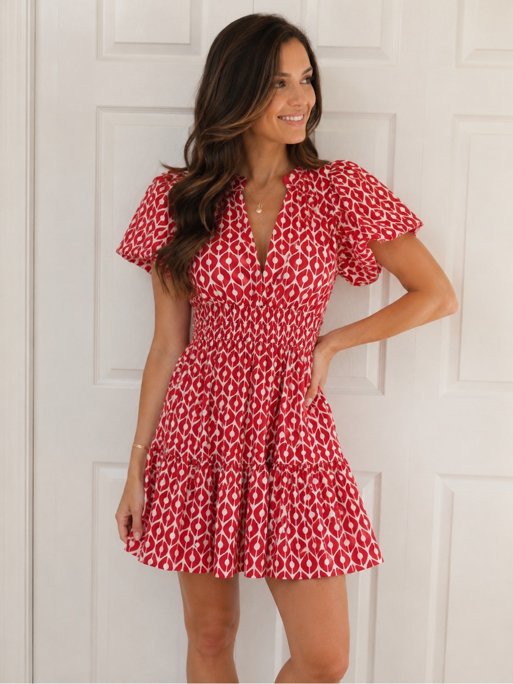 Anthropologie Sommerset Patterned Short Sleeve Mini Dress